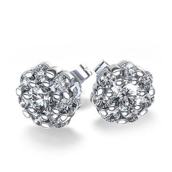 4.10 Karaat Prachtige Ronde Geslepen Echt Diamanten Oorknopjes Witgoud Halo