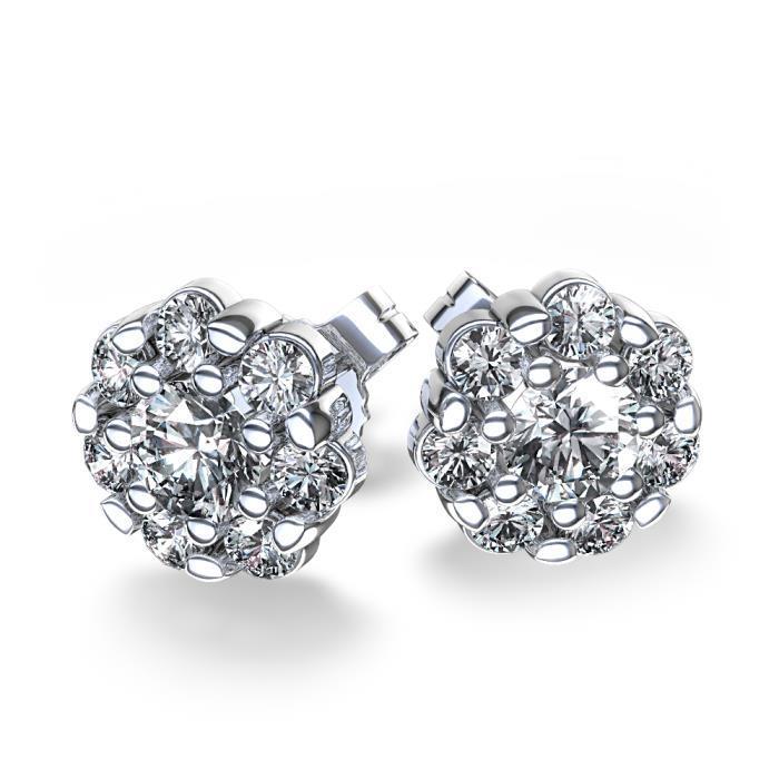 4.10 Karaat Prachtige Ronde Geslepen Echt Diamanten Oorknopjes Witgoud Halo