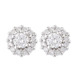 4.10 Karaat Sprankelende Ronde Echt Diamanten Halo Oorknopjes Wit Goud 14K