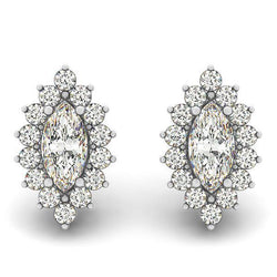 4.20 Karaat Marquise En Ronde Geslepen Echt Diamanten Oorknopjes Halo WG 14K