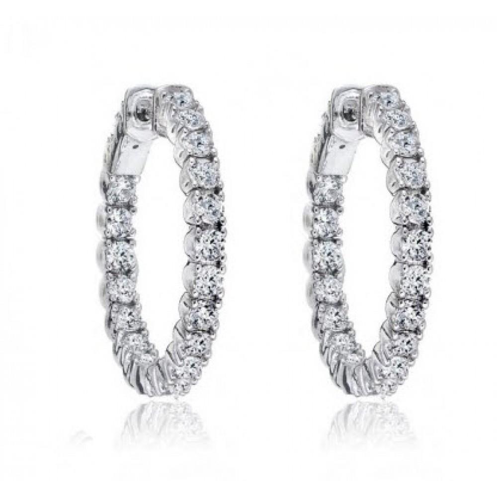 4.30 Karaat Sprankelende Briljant Geslepen Echt Diamanten Dame Hoepel Oorbellen WG 14K