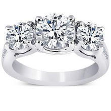Afbeelding in Gallery-weergave laden, 4.31 karaat Ronde Echt Diamanten 3 Stenen Stijl Trouwdag Ring - harrychadent.nl
