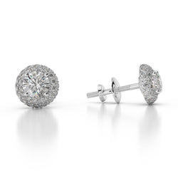 4.50 Karaat Natuurlijke uit de aarde gewonnen Diamanten Dames Stud Halo Oorbellen Witgoud 14K