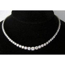 40.00 Karaat Rond Briljantslijpsel Natuurlijke Diamanten Riviera Ketting Witgoud 14K