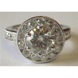 4,00 ct grote diamanten ring ronde diamanten halo ring platina
