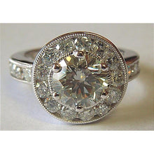 Afbeelding in Gallery-weergave laden, 4,00 ct grote diamanten ring ronde diamanten halo ring platina - harrychadent.nl
