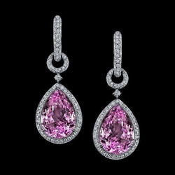 43 Karaat Roze Kunziet uit de aarde gewonnen Diamanten Dangle Dames Oorbel Witgoud