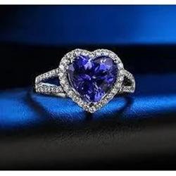 4,45 ct blauw hart geslepen saffier en diamanten fancy ring wit goud 14k - harrychadent.nl