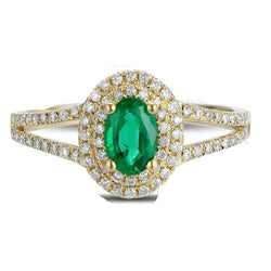 4,5 ct ovaal geslepen groene smaragd met diamanten ring