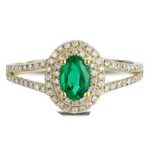 Afbeelding in Gallery-weergave laden, 4,5 ct ovaal geslepen groene smaragd met diamanten ring - harrychadent.nl
