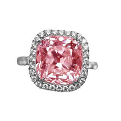 4,50 ct. Roze saffier kussen diamanten ring