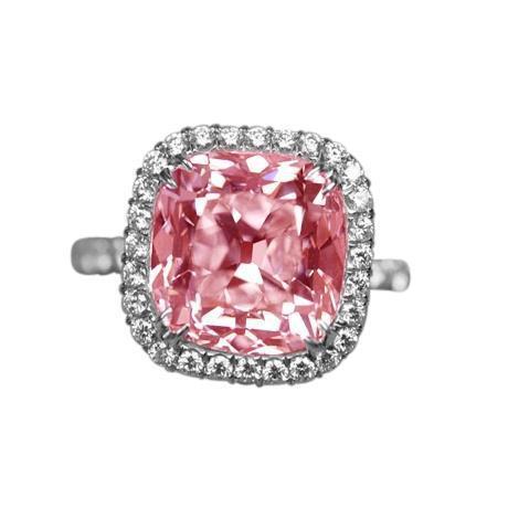 4,50 ct. Roze saffier kussen diamanten ring - harrychadent.nl