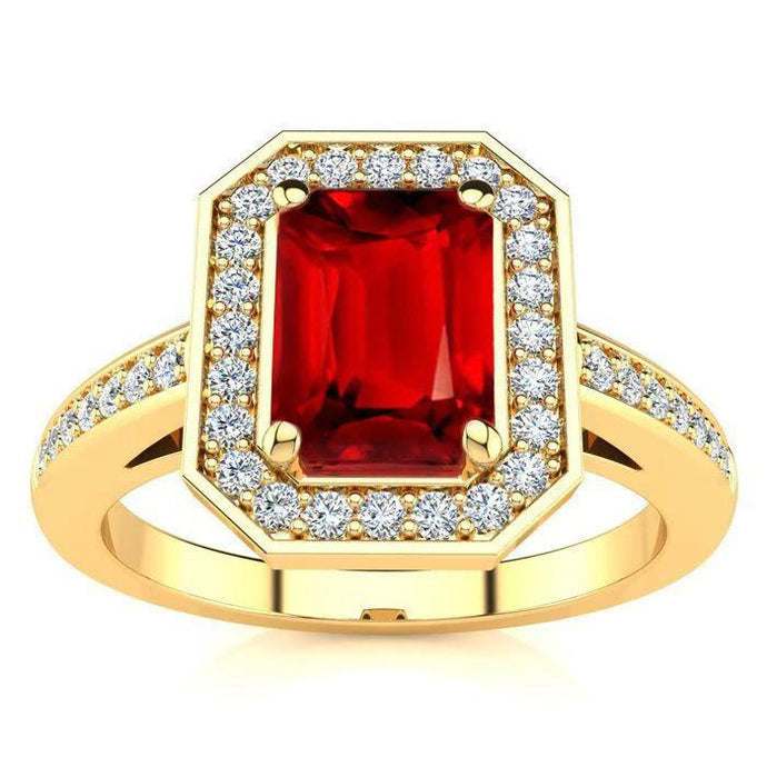 4,75 ct rode smaragd geslepen robijn en diamanten trouwring geel goud - harrychadent.nl