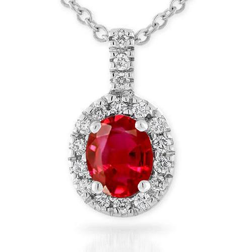 4,75 ct. Robijn Met Diamanten Hanger Ketting Met Ketting Wit Goud 14K - harrychadent.nl