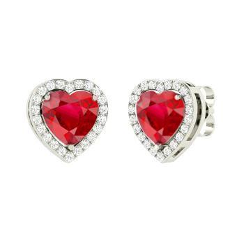 4,80 ct. Hartvorm Robijn Met Ronde Diamanten Oorknopjes 14K - harrychadent.nl