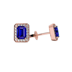 4,80 karaat saffier en diamanten Halo oorbellen voor dames roségoud