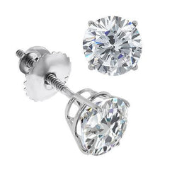 4ct Solitaire Rond Natuurlijk Echte ( Niet Labgekweekt ) Diamanten Oorbellen