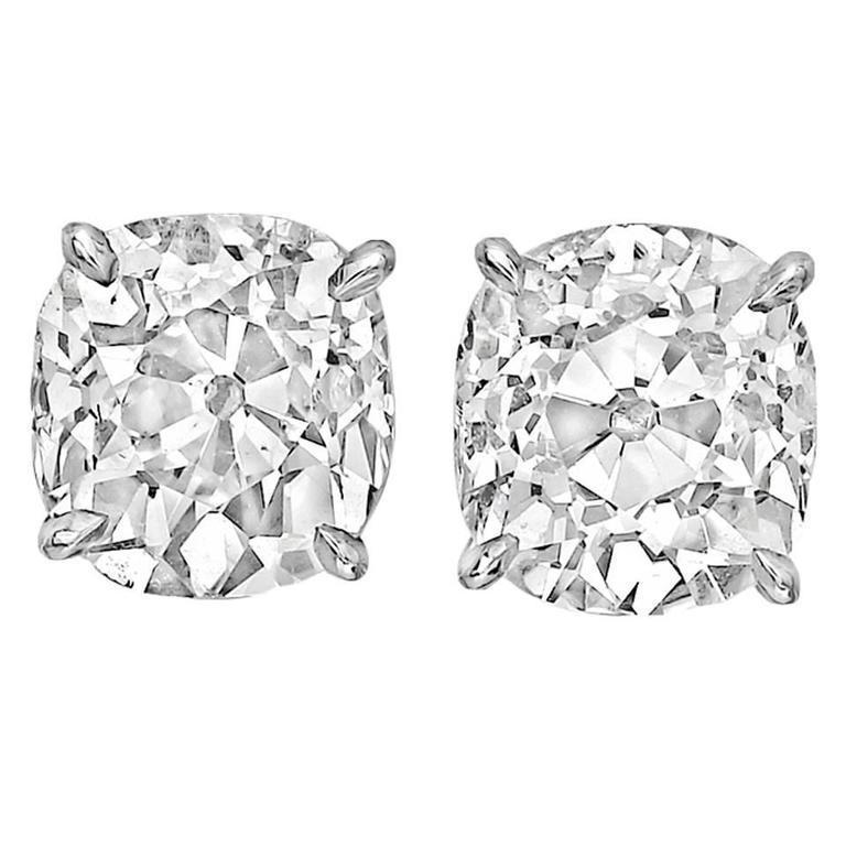 4.00 ct kussen oude mijne geslepen diamanten studs oorbel wit goud 14k - harrychadent.nl