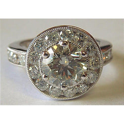 4 karaat grote uit de aarde gewonnen diamanten ring ronde Halo ring platina