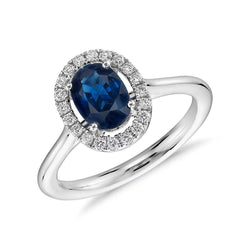 4.10 Ct Ceylon blauwe saffier diamanten trouwring wit goud 14k