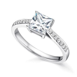 4.10 ct prinses diamanten ring met accenten wit goud 14k
