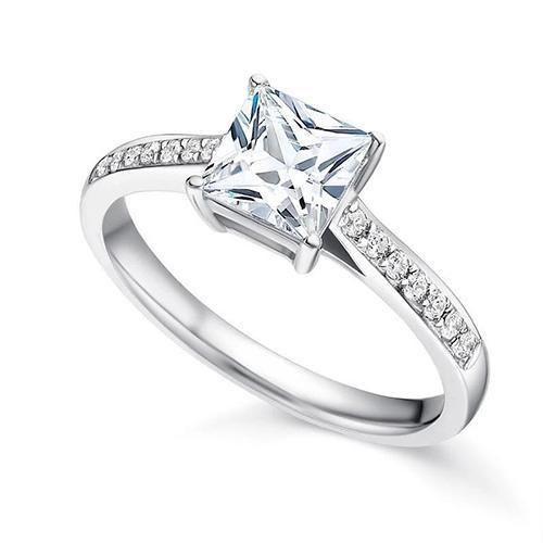 4.10 ct prinses diamanten ring met accenten wit goud 14k - harrychadent.nl