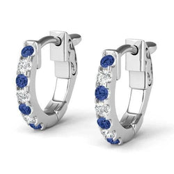 4.20 Karaat Ceylon Saffier Diamant Dames Hoop Earring Wit Goud 14K