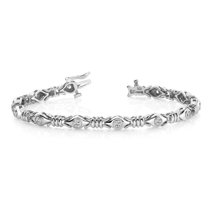 4,20 ct Bezel Set Echt Ronde Diamanten X Schakelarmband Wit Goud 14K Sieraden - harrychadent.nl