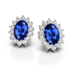 4.30 Ct Sri Lanka blauwe saffier diamanten dames oorknopjes
