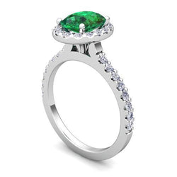 4.30 ct ovale groene smaragd en diamanten verlovingsring