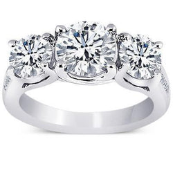 4.31 karaat ronde diamanten 3 stenen stijl trouwdag ring