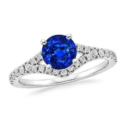 4.35 Ct Prong Set Ceylon Sapphire Diamonds Ring Witgoud - harrychadent.nl