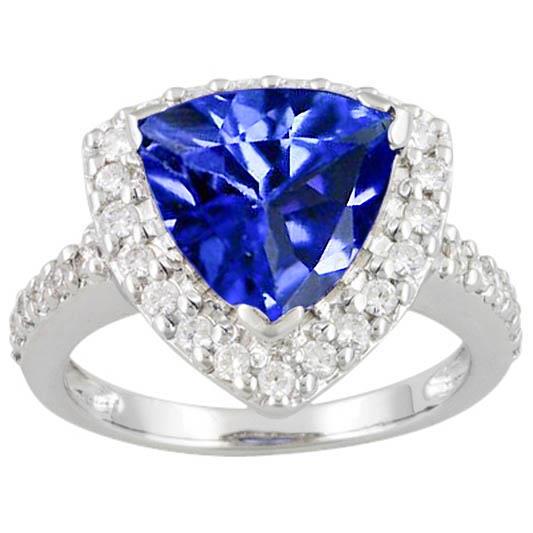 4.45 ct. Triljoen Sri Lankaanse saffier diamanten ring Solitaire accenten - harrychadent.nl
