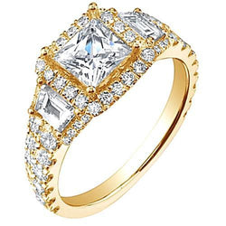 4.46 ct. Diamants Three Stone Style Ring Geel Goud 14K