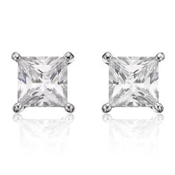4.5 ct Princess Cut Prong Set Diamond Stud Earring 14K Witgoud