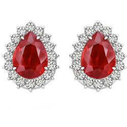 4.50 Ct Pear Cut Red Ruby Diamond Stud Earring Dames Gouden Sieraden