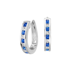 4.50 Ct Sri Lankaanse Sapphire Diamond Hoop Earring 14K White Gold