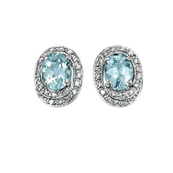 4.50 ct aquamarijn en diamanten dames oorknopjes wit goud 14k