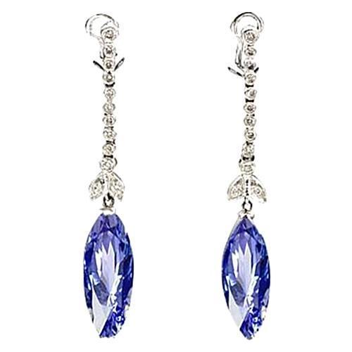 4.50 karaat Marquise Sapphire Diamond Dangle Oorbellen Witgoud 14K - harrychadent.nl