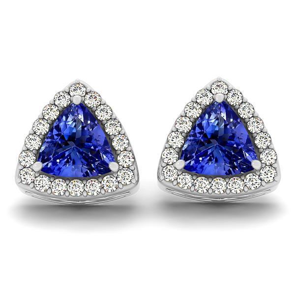 4.50 karaat Prong Set Tanzanite & Diamond Lady Halo Stud Oorbellen - harrychadent.nl