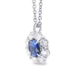 4.50 karaat Sri Lanka blauwe saffier diamanten hanger ketting goud