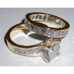 4.50 karaat diamanten prinses geslepen verlovingsring geel goud 14K