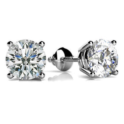 4.50 Karaat Prong Gezet Rond Solitaire Natuurlijk uit de a aarde gewonnen Diamanten Oorknop Witgoud