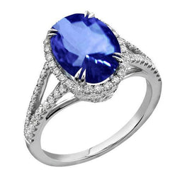 4.51 karaat Sri Lankaanse saffier ovale diamanten jubileumring