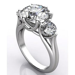 4.51 Karaat Rond 3 Steen Natuurlijke uit de aarde gewonnen Diamanten Verlovingsring Trellis Stijl