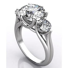Afbeelding in Gallery-weergave laden, 4,51 Karaat Ronde 3 Stenen Echt Diamanten Verlovingsring Trellis Stijl - harrychadent.nl
