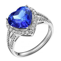 4.60 Ct Ceylon blauwe saffier diamanten ring wit goud 14k