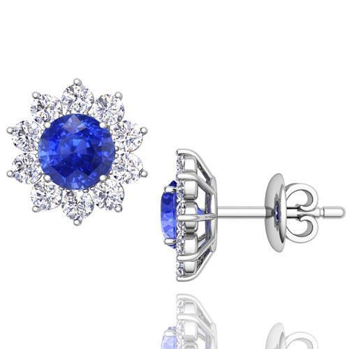 4.60 Karaat Ceylon Saffier Met Diamanten Oorknopjes Wit Goud 14K - harrychadent.nl