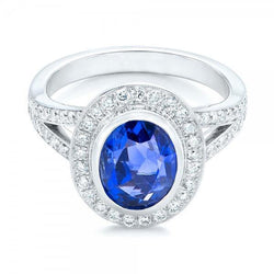 4.60 karaat Sri Lanka blauwe saffier & diamanten trouwring