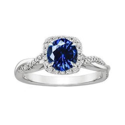 4.65 karaat ovale Ceylon blauwe saffier diamanten trouwring